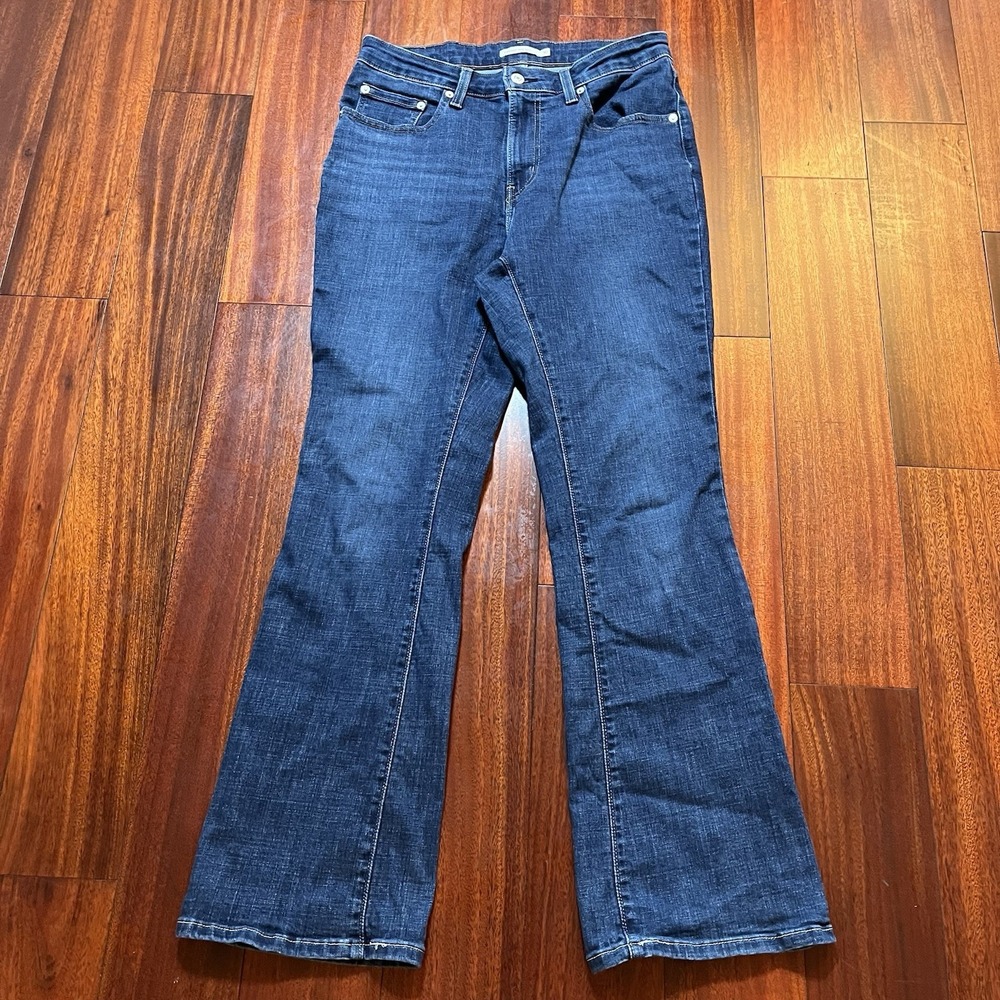 Levis Jeans Womens 30x30 725 High Rise Bootcut Blue Dark Wash Stretch Grunge